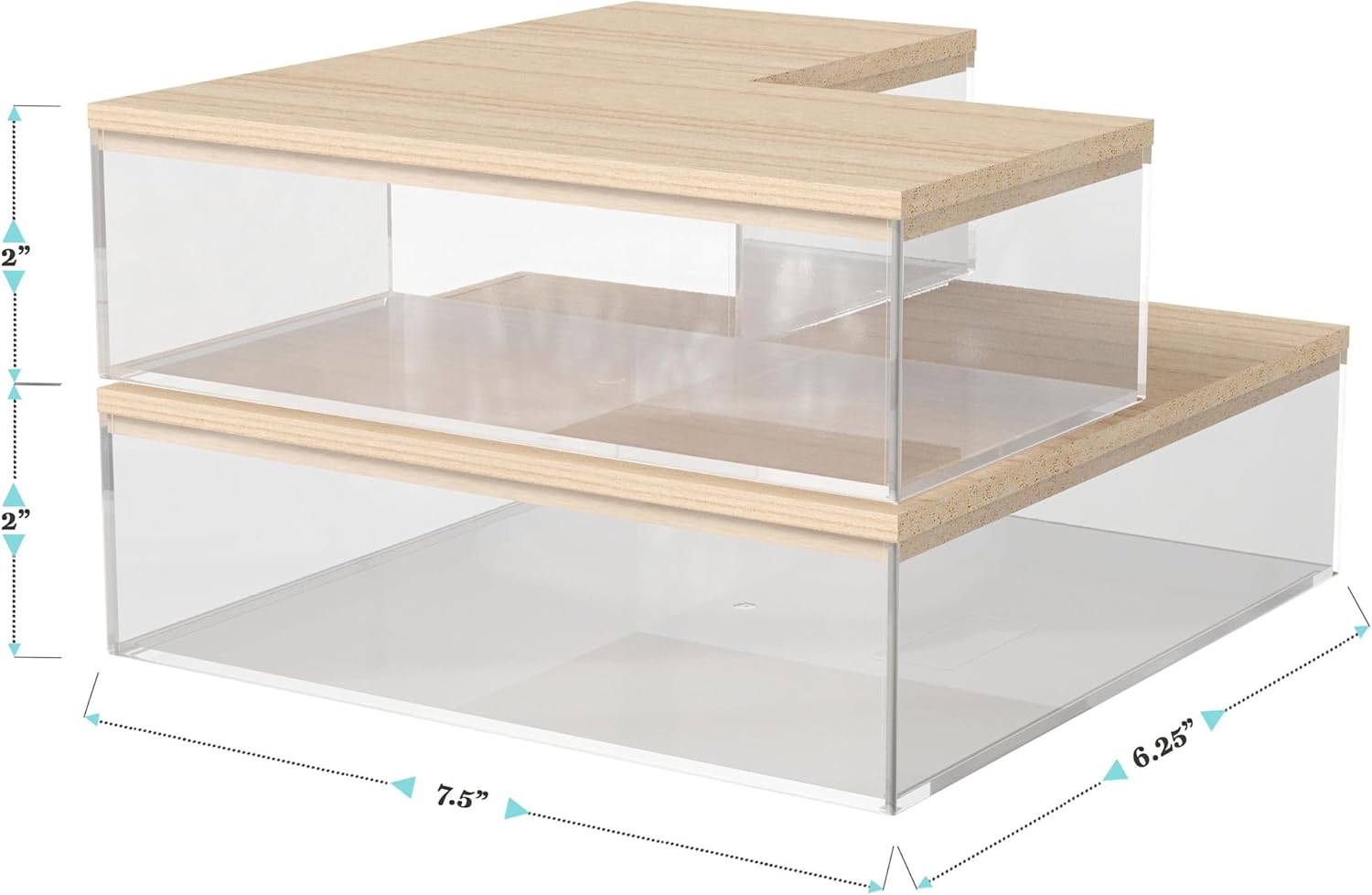 MARTHA STEWART Brody Plastic Storage Organizer Bins with Wood Lids