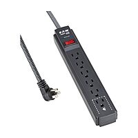 Eaton Tripp Lite Series 6-Outlet Surge Protector Power Strip, Flat Plug 25ft Braided Extension Cord, 1500 Joules