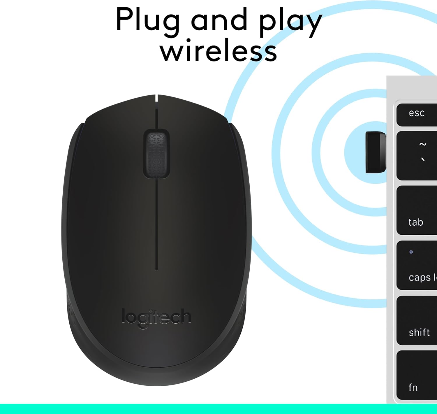 Logitech M170 Wireless Mouse for PC, Mac, Laptop, 2.4 GHz with USB Mini Receiver - Battery Life, Ambidextrous