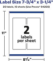 Avery Glossy White Rectangle Labels, Sure Feed Technology, 7.75" x 3.25", Print-to-The-Edge, Permanent Adhesive, Laser/Inkjet Printable