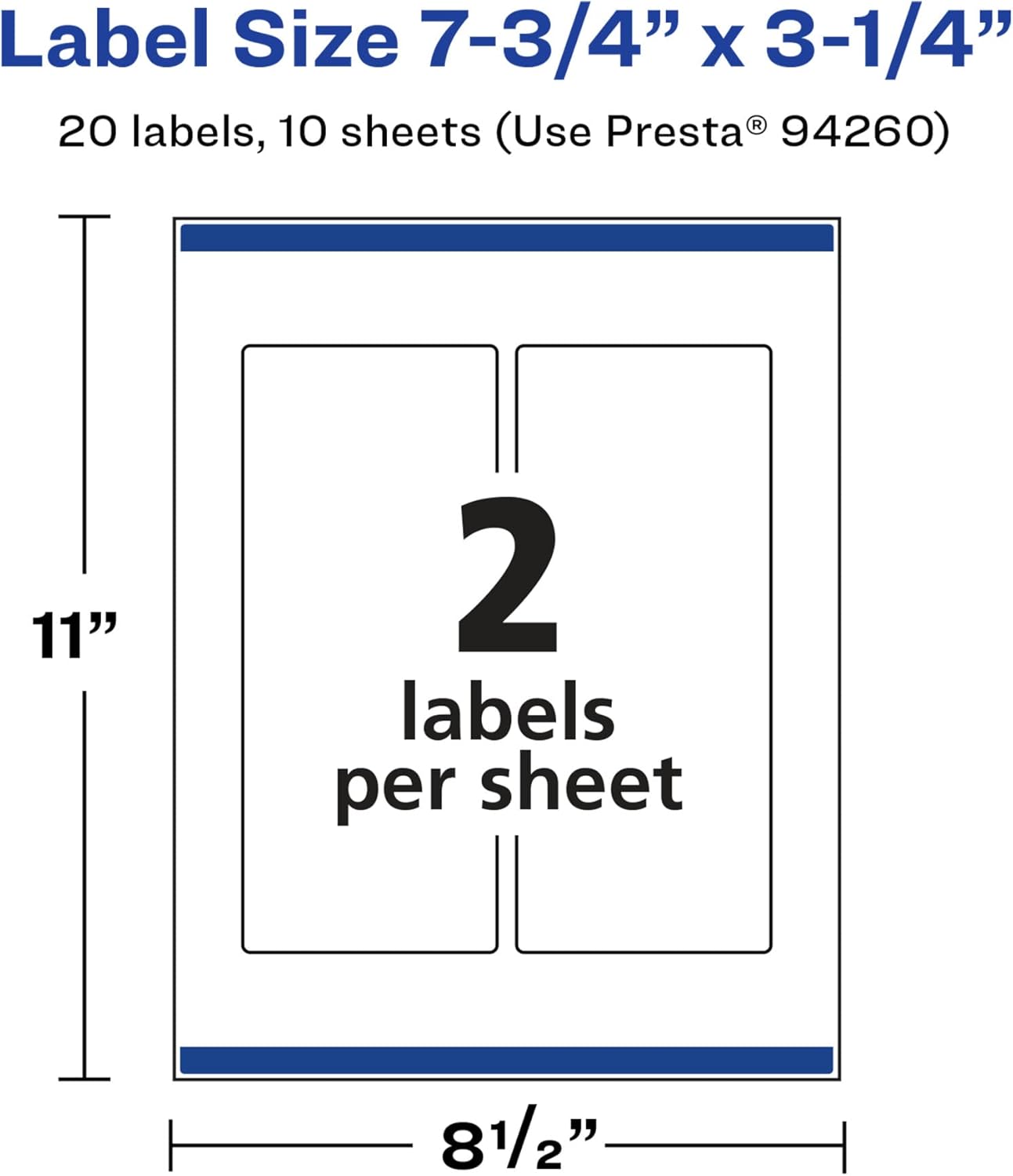 Avery Glossy White Rectangle Labels, Sure Feed Technology, 7.75" x 3.25", Print-to-The-Edge, Permanent Adhesive
