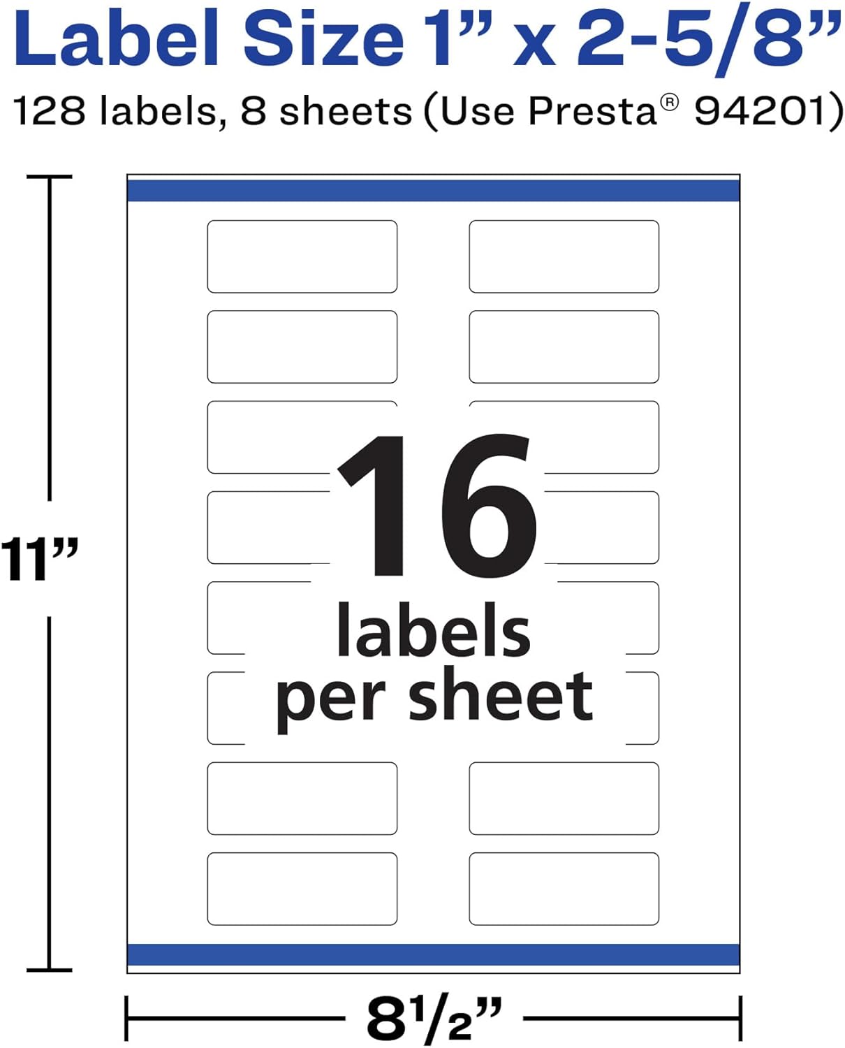 AVERY Durable Removable Rectangle Labels, Sure Feed Technology, 1" x 2-5/8", Matte White Film