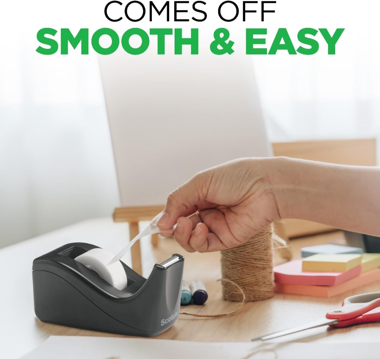 Scotch Desktop Tape Dispenser, Black Two-Tone, 1 Dispenser/Pack (C60-BK) Up To 3/4 In