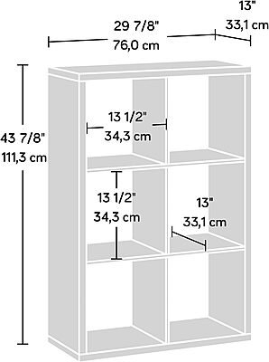 Sauder Select 44inH 6-Cube Organizer Storage Bookcase