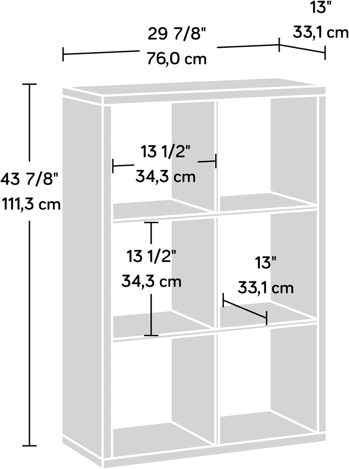 Sauder Select 44inH 6-Cube Organizer Storage Bookcase