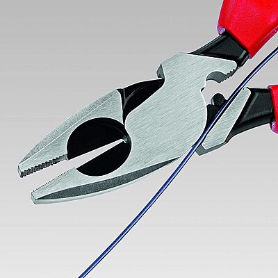 Knipex 09 11 240 SBA 9.5-Inch Ultra-High Leverage Lineman's Pliers with Fish Tape Puller and Crimper
