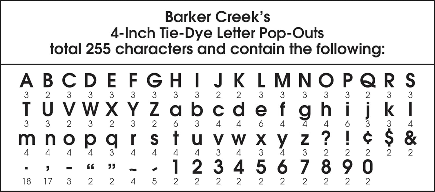Barker Creek Letter Pop-Outs, 4" Multicolor Die-Cut Letters, 255 Characters