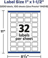 Avery Glossy Clear Rectangle Labels, Sure Feed Technology, 1" x 1.5", Print-to-The-Edge, Laser/Inkjet Printable, Easy Peel, Permanent Adhesive