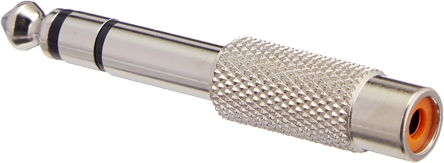 C2G Legrand 6.3mm Stereo Male to RCA Female Audio Adapter, Silver Stereo Plug Adapter, 1 Count, C2G 40640