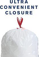 Highmark Tall 0.6 mil Drawstring Kitchen Trash Bags, 13 Gallon, 27.375in x 24in, White, Box Of 200