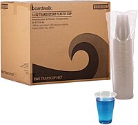 Boardwalk TRANSCUP16CT Translucent Plastic Cold Cups, 16oz, 50/Bag, 20 Bags/Carton