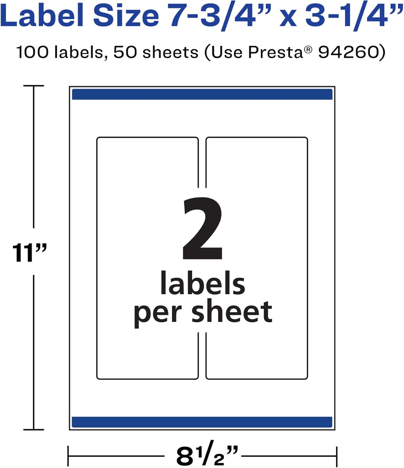 AVERY Matte White Rectangle Labels, Sure Feed Technology, 7.75" x 3.25"