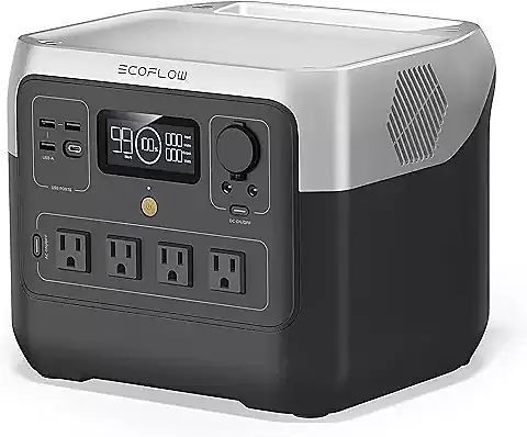 EF ECOFLOW - Central eléctrica portátil RIVER 2 Max 500, 499 Wh LiFePO4 batería/carga rápida de 1 hora, generador solar de salida de hasta 1000 W (panel solar opcional) para acampar al aire última
