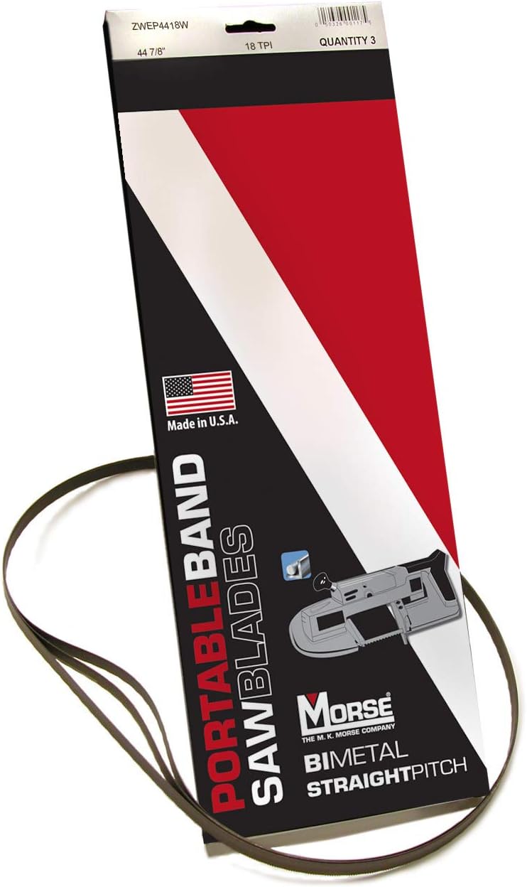 Morse Straight Pitch Bi-Metal Portable Band Saw Blade 44 7/8 x 1/2 x .020 18 TPI 3/Box (001229 / ZWEP4418W)