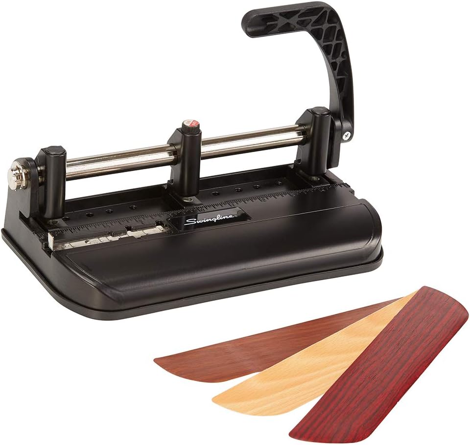 Swingline 3 Hole Punch Heavy Duty, 32 Sheet Capacity Three Hole Puncher 3 Ring, Adjustable 2-7 Hole Paper Punch