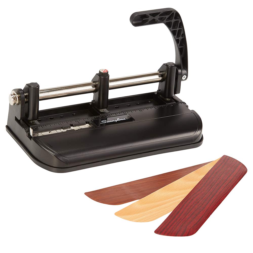 Swingline 3 Hole Punch Heavy Duty, 32 Sheet Capacity Three Hole Puncher 3 Ring, Adjustable 2-7 Hole Paper Punch