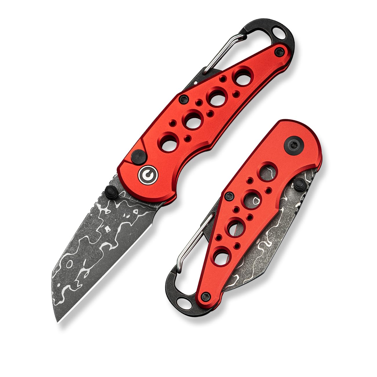CIVIVI Pragma Folding Knife 2.2" Wharncliffe, Aluminum Handle, Carabiner & Bottle Opener