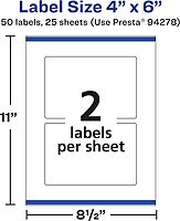 Avery Matte White Rectangle Labels, Sure Feed Technology, 4" x 6", Print-to-The-Edge, Permanent Adhesive