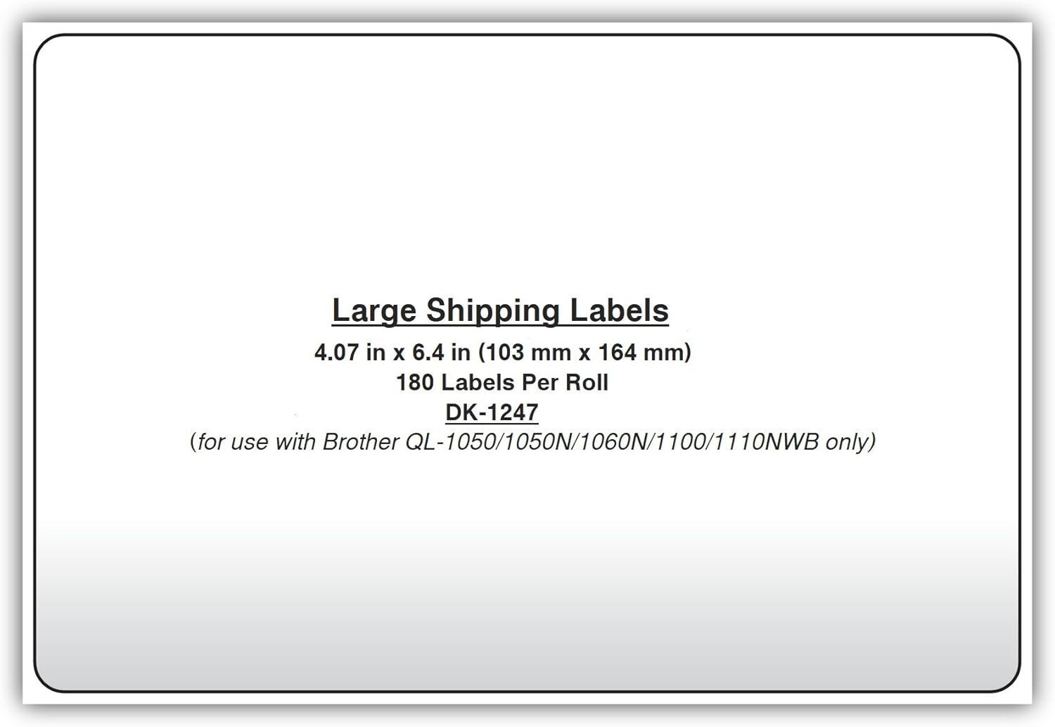 Brother Genuine DK-1247 Die-cut Large Shipping White Paper Labels for Brother QL Label Printers