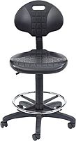 National Public Seating 6700 Series Kangaroo Polyurethane Task Stool, 22 to 32in Seat Height, Black