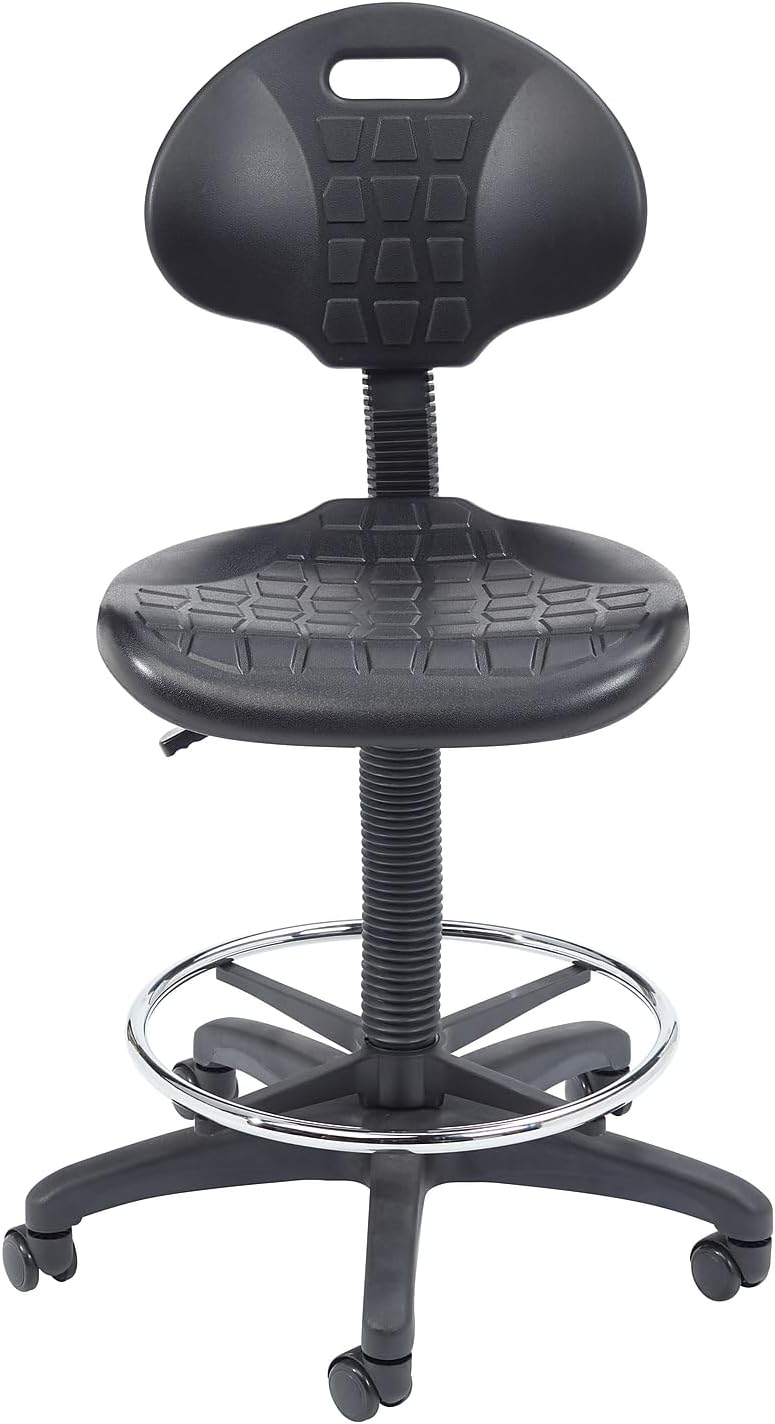 National Public Seating 6700 Series Kangaroo Polyurethane Task Stool, 22 to 32in Seat Height, Black