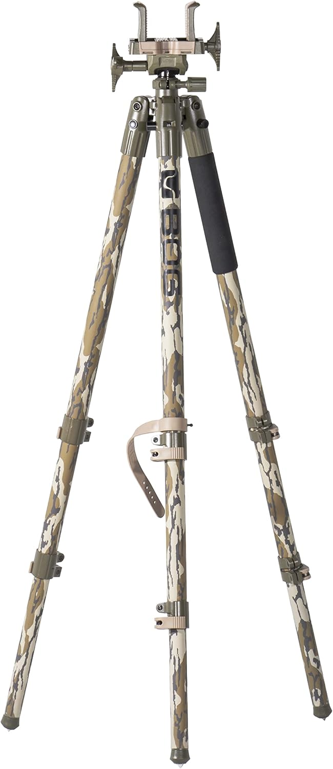 BOG DeathGrip Mossy Oak Bottomland Camo Tripod with Durable Aluminum Frame, Lightweight, Stable Design, Bubble Level