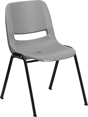 Flash Furniture HERCULES Series Ergonomic Shell Stack Chair, Gray/Black