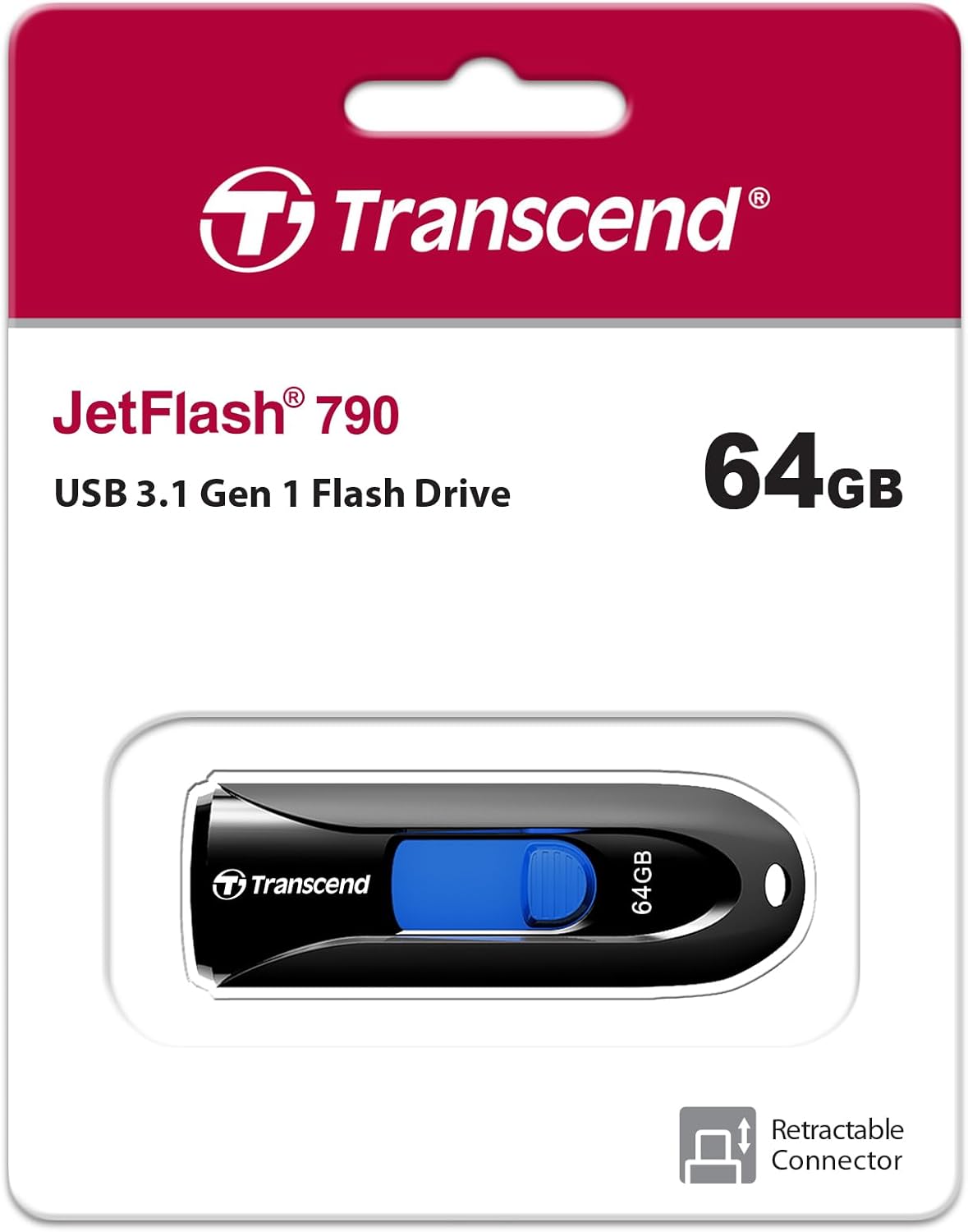 Transcend 64GB JetFlash 790 USB 3.0 Flash Drive (TS64GJF790K), Black 64GB JF790K ( Type A )