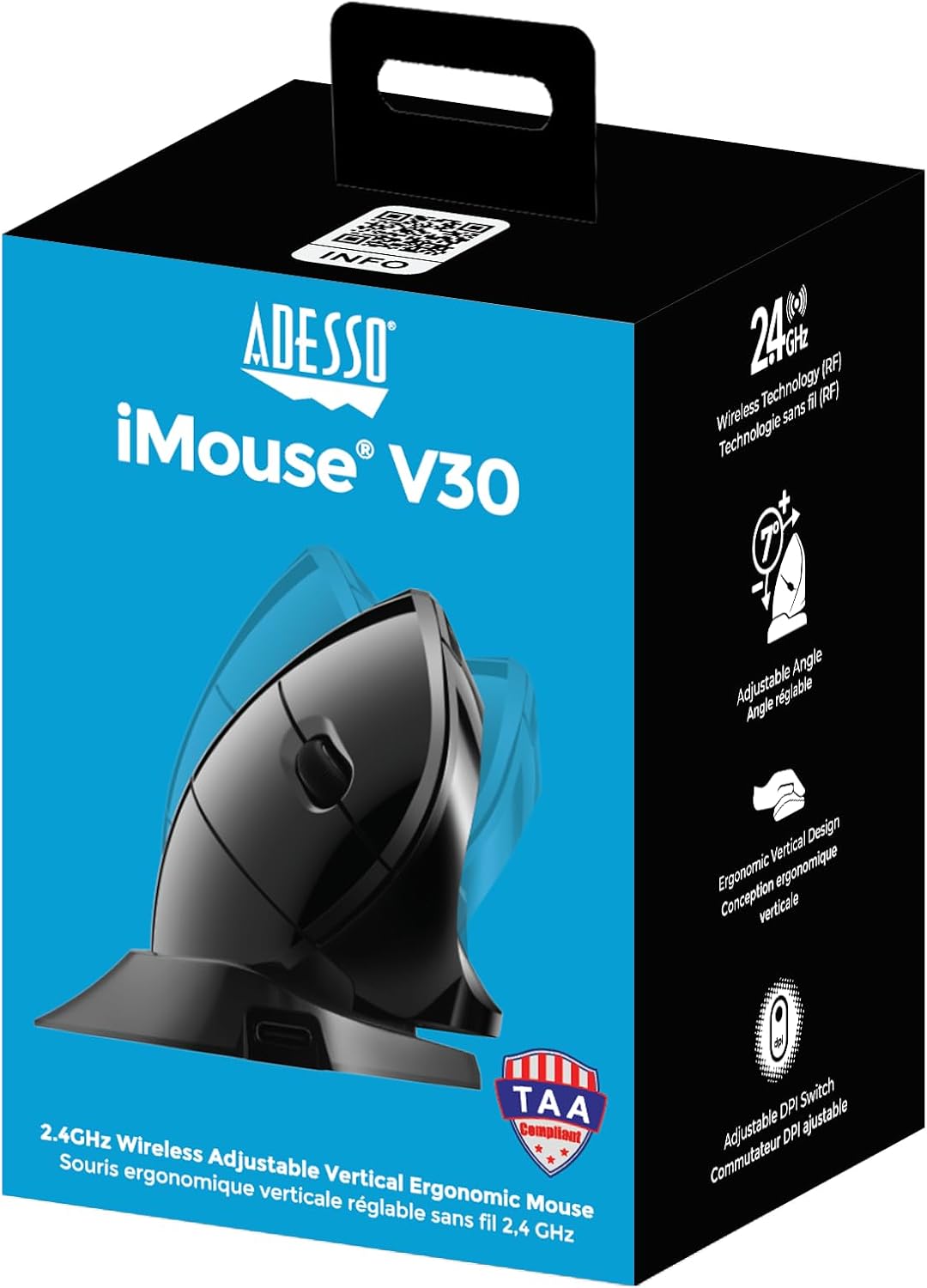 iMouse V3-TAA USB Adjustable Wrist Angle Vertical Ergonomic Mouse Made in Taiwan (TAA Compliant)