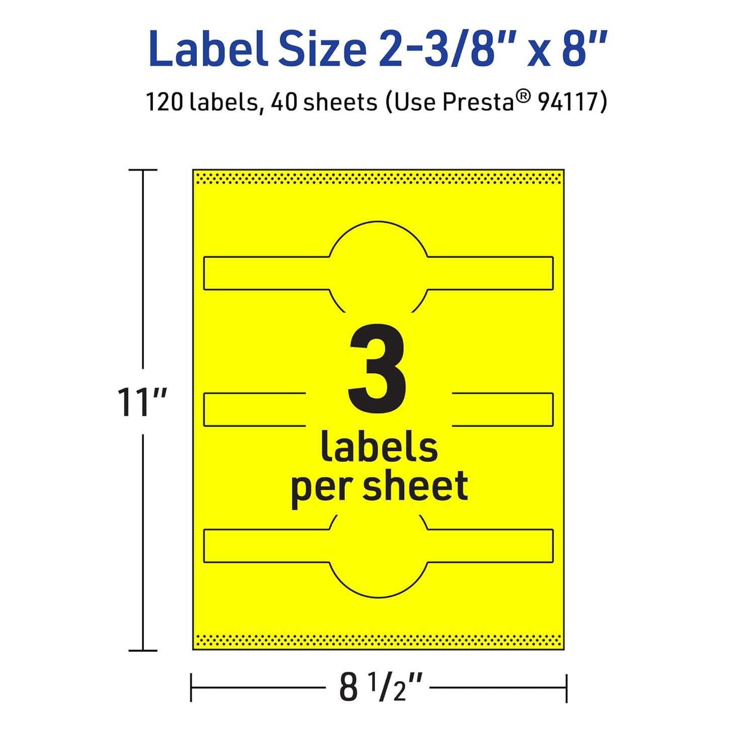 Avery Printable Wraparound Band Labels, Sure Feed Technology, 2-3/8" x 8", Neon Yellow