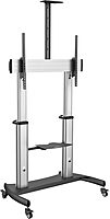 StarTech.com Mobile TV Stand - Heavy Duty TV Cart for 60-100" Display (100kg/220lb) - Height Adjustable Rolling Flat Screen Floor Standing on Wheels - Universal Television Mount w/Shelves (STNDMTV100)