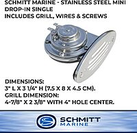 Schmitt Marine Mini Stainless Steel Single Drop-In Horn w/Stainless Steel Grill - 12V Low Pitch