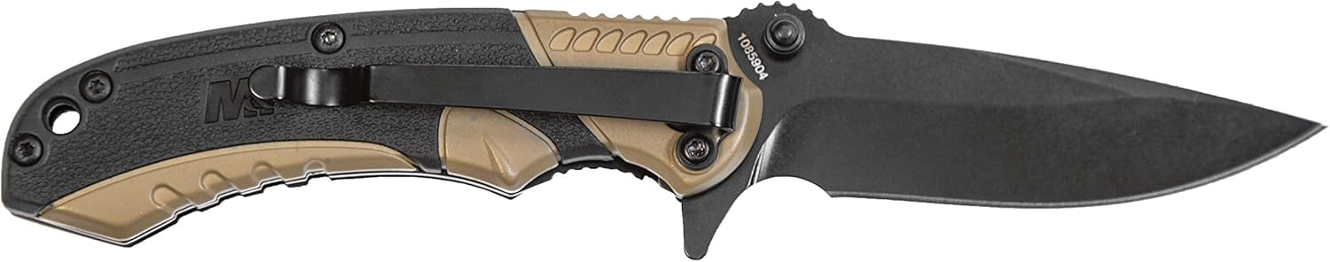 Smith & Wesson M&P M2.0 6.1in S.S Ultra-Glide Folding Knife with2.75in Drop Point Blade and Aluminum/Nylon FDE Handle