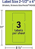 AVERY Printable Rectangle Labels, Sure Feed Technology, 2-1/2" x 4", Bright Green, Print-to-The-Edge, Laser/Inkjet Printable