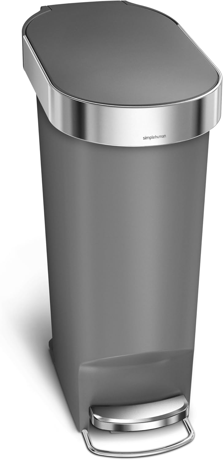 simplehuman Step Trash Can with LidShox, Steel Pedal & Liner Rim