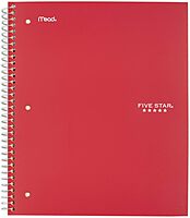 Five Star Spiral Notebook, 1 Subject, Graph Ruled Paper, 100 Sheets, 11" x 8-1/2" Sheet Size, Assorted Colors, Color Selected For You, 1 Count (06190)