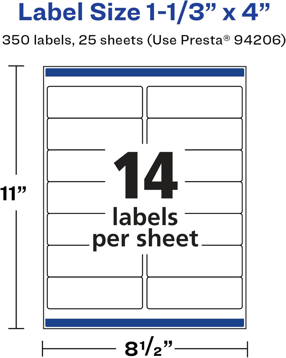 Avery Glossy White Rectangle Labels, Sure Feed Technology, 1-1/3" x 4"
