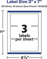 Avery Glossy Clear Rectangle Labels, Sure Feed Technology, 3" x 7", Print-to-The-Edge, Laser/Inkjet Printable