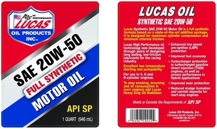Lucas Oil Synthetic High Mileage Motor Oil