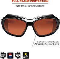 Ergodyne Skullerz LOKI Convertible Polarized Safety Spoggles- Includes Foam Gasket and Strap to Convert to Goggle Polarized Copper Lens, Black Frame