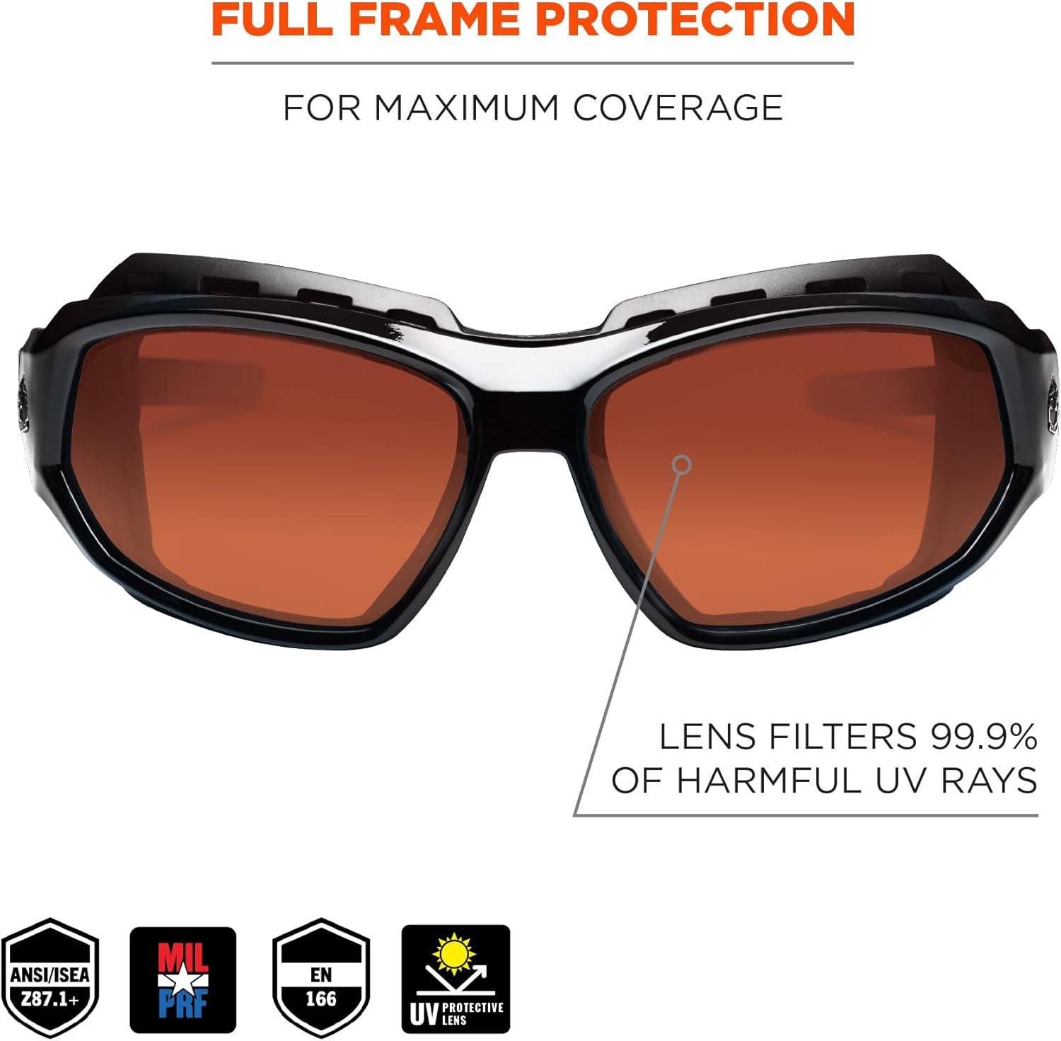 Ergodyne Skullerz LOKI Convertible Polarized Safety Spoggles- Includes Foam Gasket and Strap to Convert to Goggle Polarized