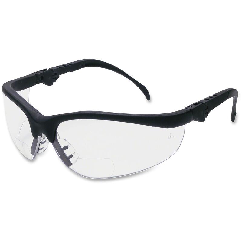 Crews Klondike Magnifier 2.0 Diopter Safety Glasses with Black Nylon Frame and Clear Polycarbonate Duramass Anti-Scratch