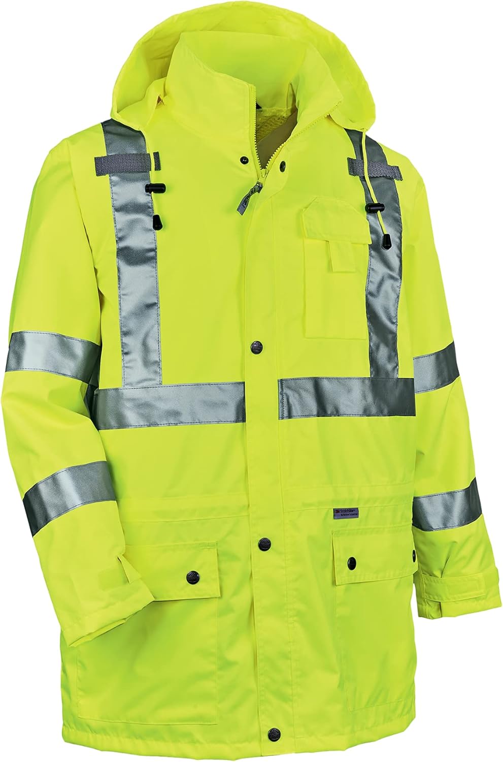 Ergodyne GloWear 8365 Rain Jacket, High Visibility, Reflective, ANSI Compliant outerwear Lime, X-Large