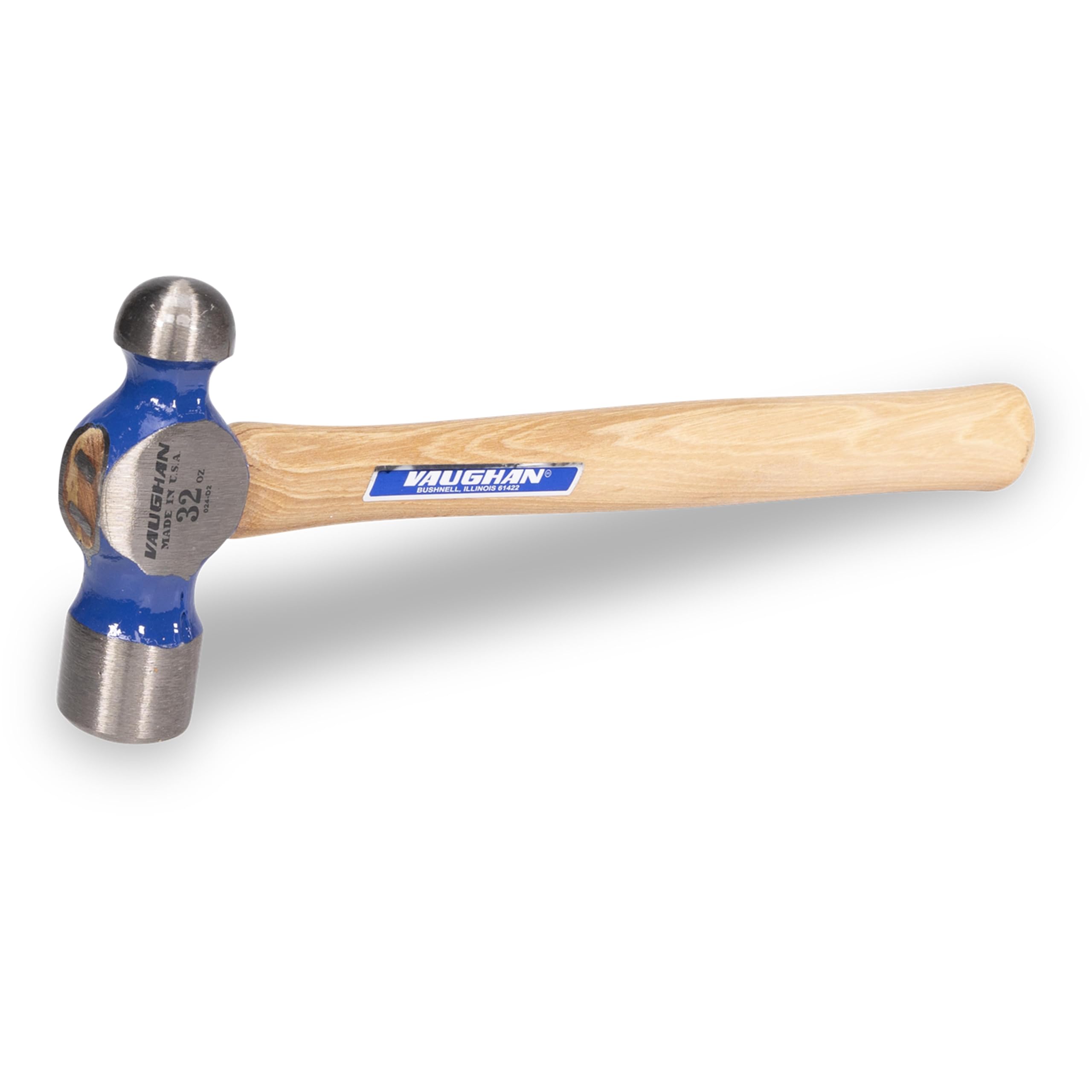 Vaughan Commercial Ball Pein Hammer, Hickory Handle, 32 oz, 15.75 in