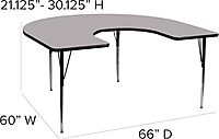 Flash Furniture 60x66 HRSE Grey Activity Table Chair, 60W x 66D x 30.125H, Gray