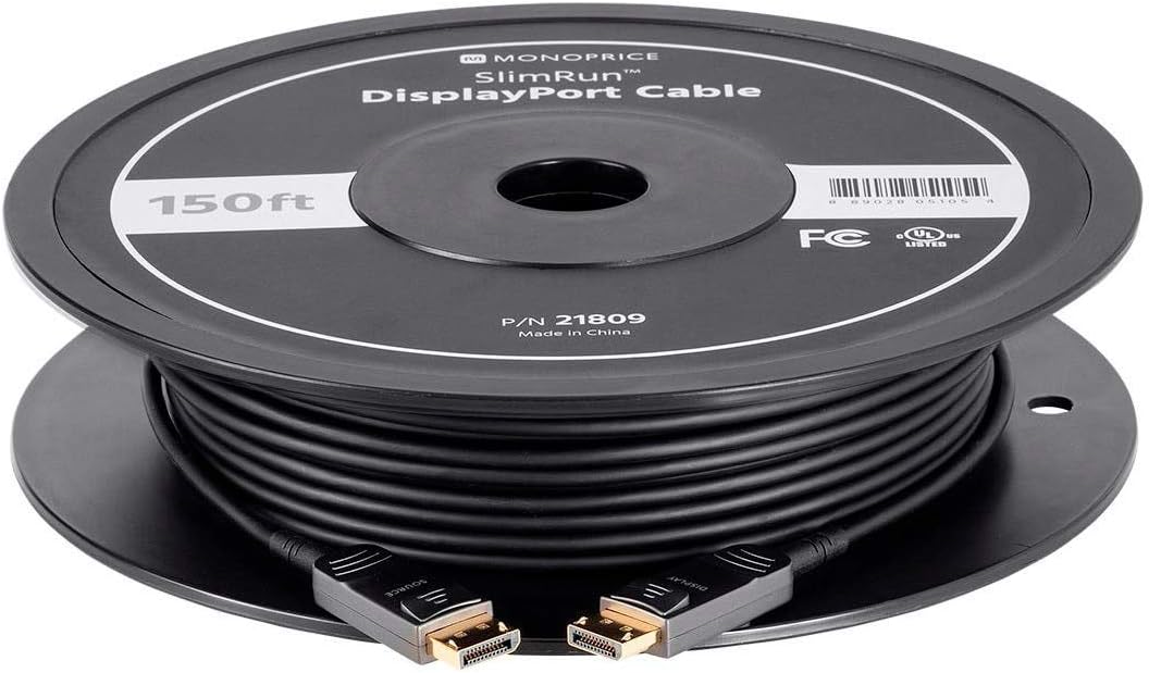 Monoprice 8K DisplayPort 1.3 Cable - 8K@30Hz, 5K@60Hz, 4K@120Hz Resolution, 32.4Gbps Bandwidth, HDR Support