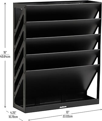 Mind Reader 5-Tier Vertical File Holder, Desktop Organizer, Wall Mount
