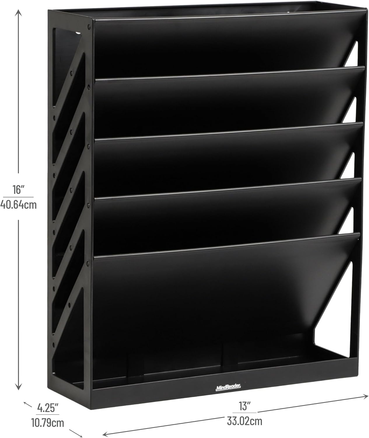 Mind Reader 5-Tier Vertical File Holder, Desktop Organizer, Wall Mount