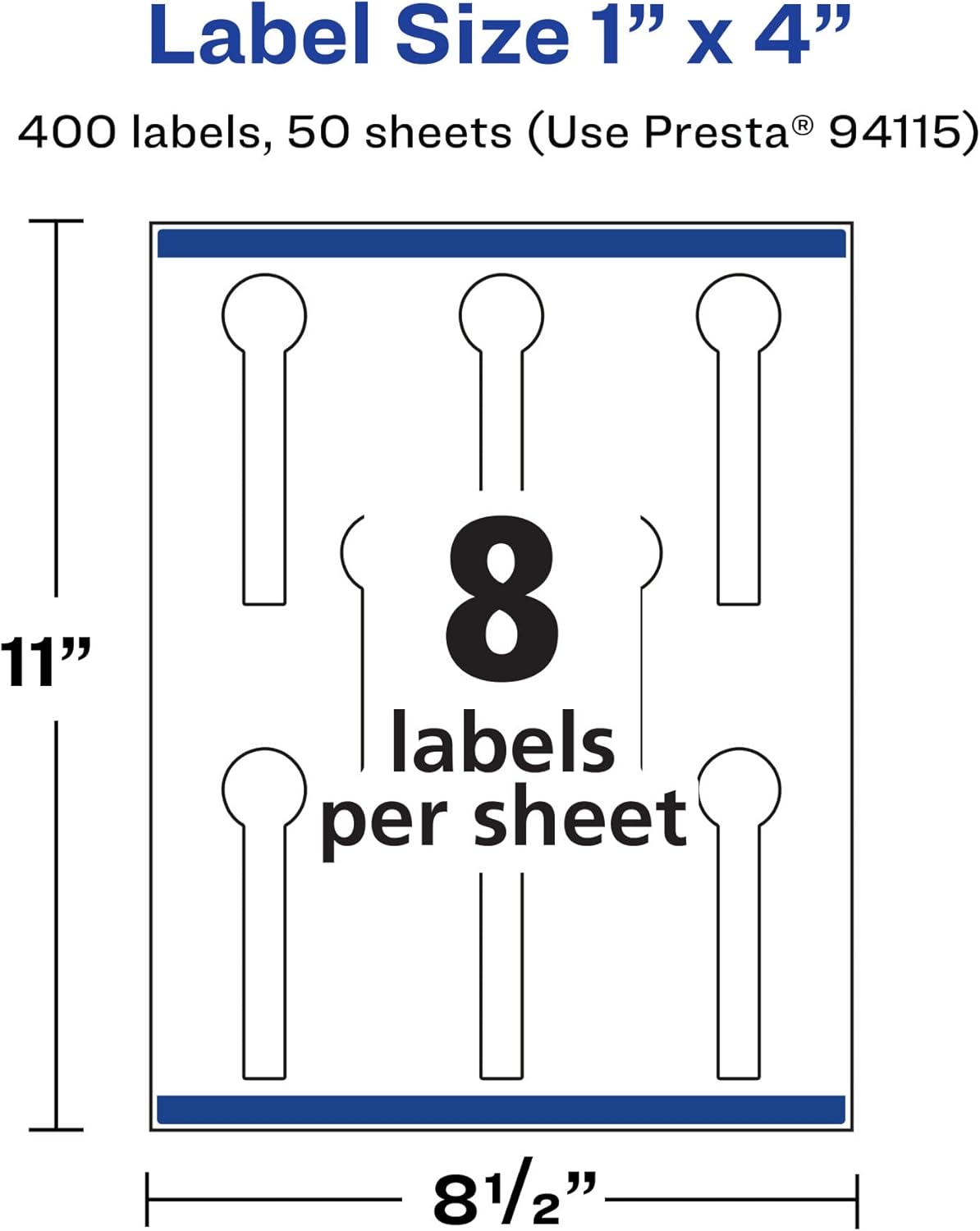 AVERY Durable Waterproof Lollipop Labels, Sure Feed Technology, 1 in. x 4 in.