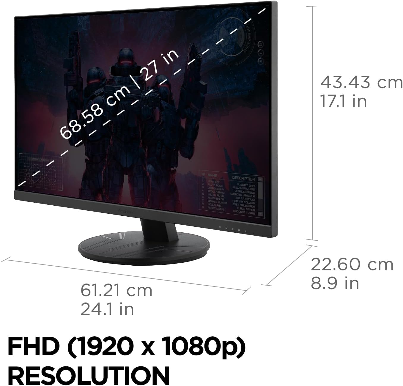 VIEWSONIC IPS Gaming Monitor — Full HD 1080p, 1ms, 120Hz, USB-C, HDMI, DisplayPort